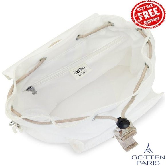 Kipling Ibro Medium Nylon Flap with Buckle Closure Backpack Alabaster J23 Women\' main image 5